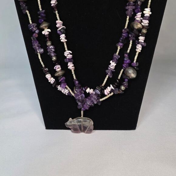 Rare Purple Amethyst Tumbled Chip Necklace | Natural Gemstone Chakra Jewelry - Picture 4 of 5